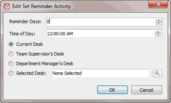 Edit Set Reminder Activity dialog box Edit Set Reminder Activity dialog box