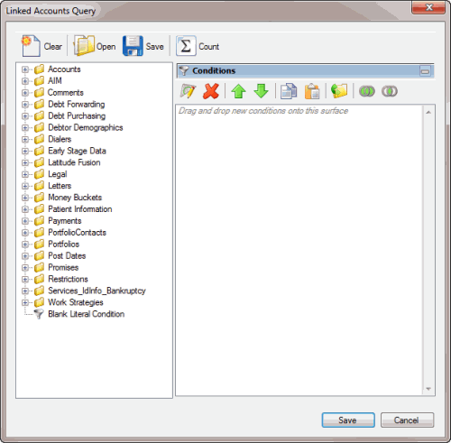 Linked Accounts Query dialog box Linked Accounts Query dialog box