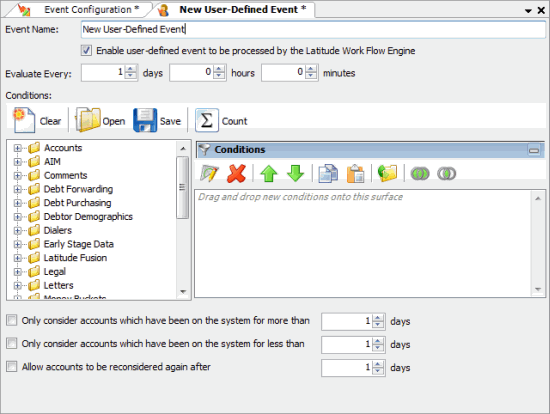 New User-Defined Event tab New User-Defined Event tab