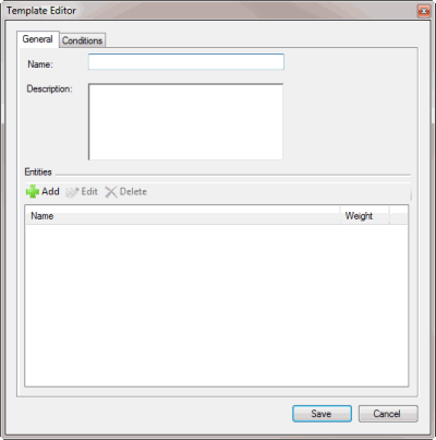 Template Editor dialog box - General tab Template Editor dialog box - General tab