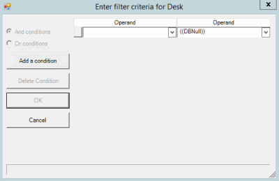 Enter Filter Criteria for dialog box
