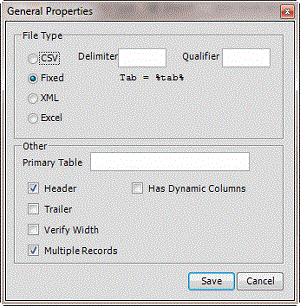 General Properties dialog box