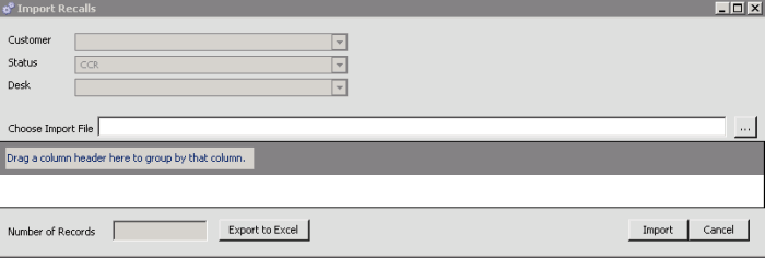 Import Recalls dialog box