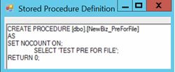 Stored Procedure Definition window