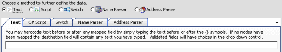 Define Destination Field Value dialog box - Text tab