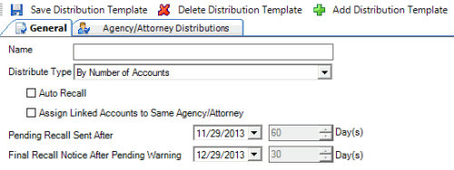 Distribution Templates pane - General tab