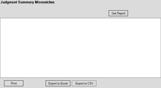 Judgment Summary Mismatches pane