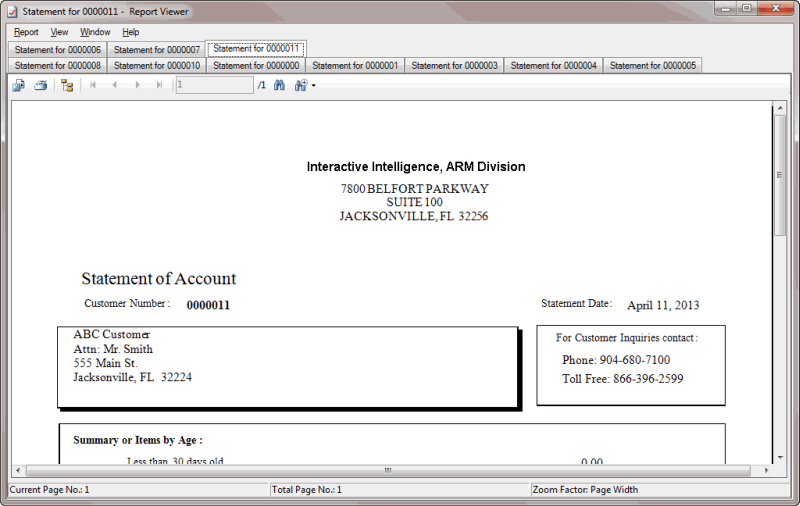 Statement of Account Statement of Account