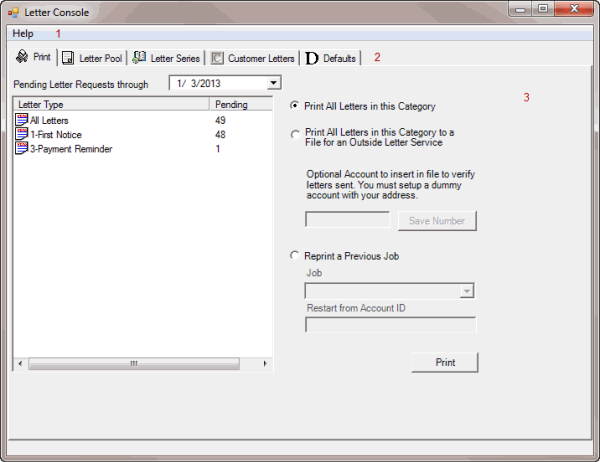 Letter Console window Letter Console window