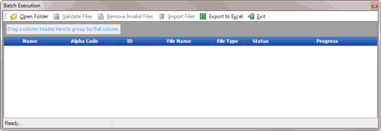 Batch Execution window Batch Execution window