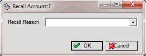 Recall Accounts dialog box Recall Accounts dialog box