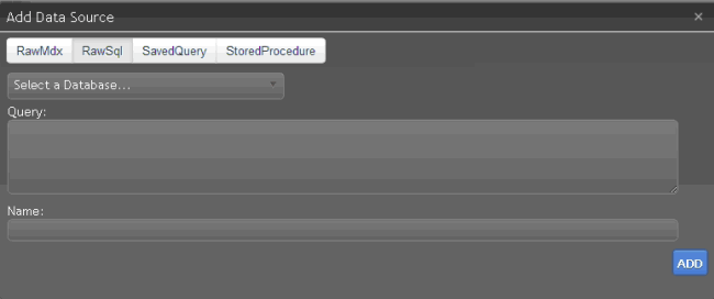 Add Data Source dialog box - Raw SQL Add Data Source dialog box - Raw SQL