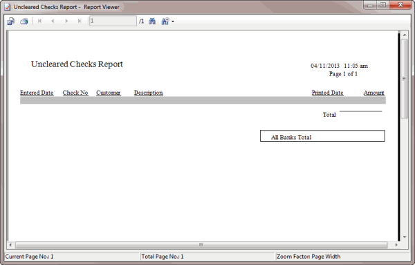 Uncleared Checks Report Uncleared Checks Report