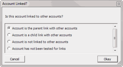 Account Linked dialog box