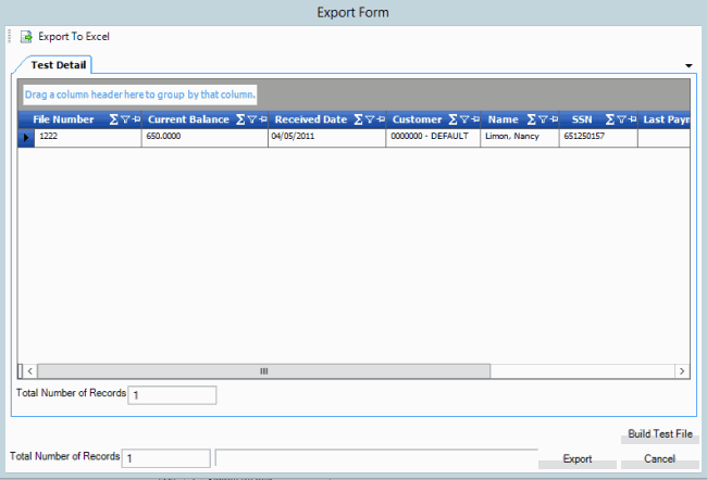 Export Form dialog box Export Form dialog box
