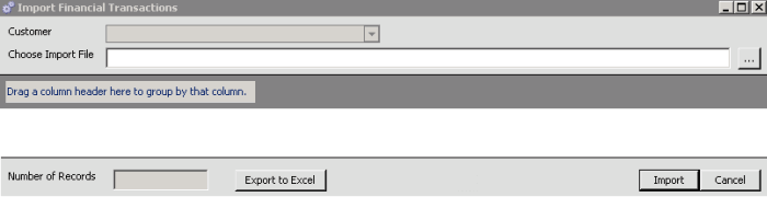 Import Financial Transactions dialog box Import Financial Transactions dialog box