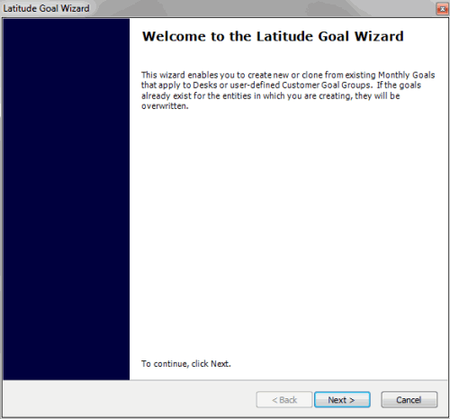 Goal Wizard - Welcome page