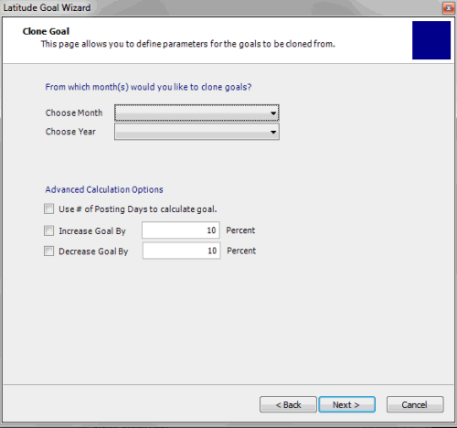 Goal Wizard - Clone Goal page