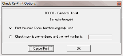 Latitude Invoices Help - Reprint a Check
