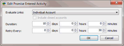 Edit Promise Entered Activity dialog box