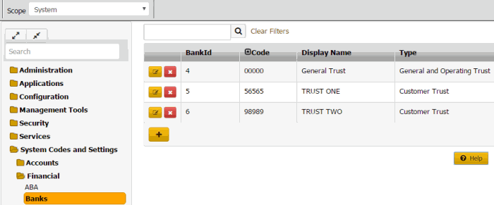 Banks panel Banks panel