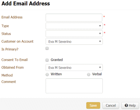Add Email Address dialog box Add Email Address dialog box