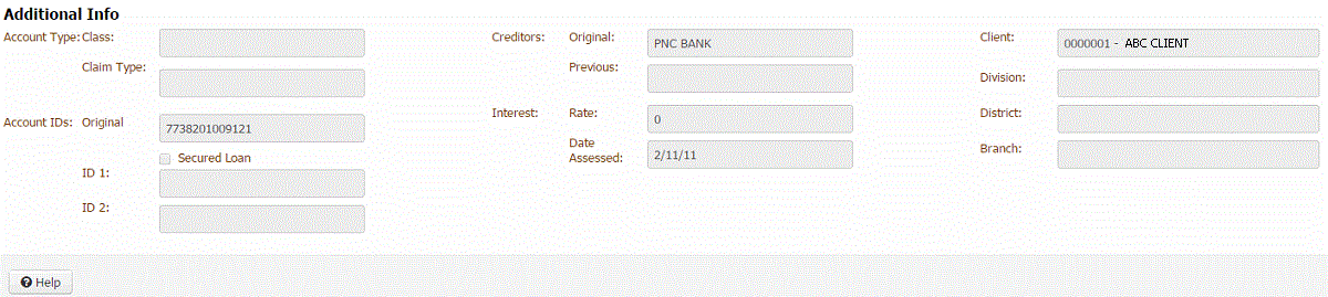 Additional Info panel Additional Info panel