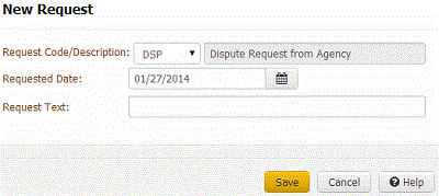 New Request dialog box New Request dialog box