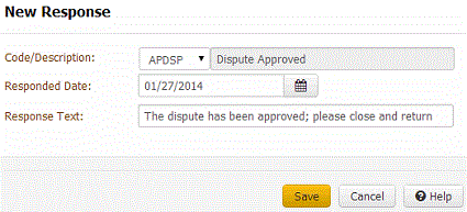 New Response dialog box New Response dialog box