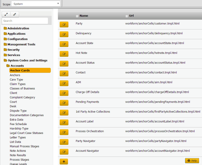 Anchor Cards panel Anchor Cards panel