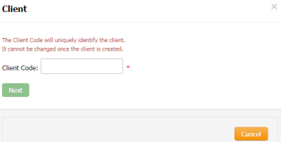 Client dialog box Client dialog box