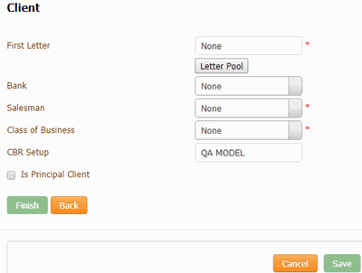 Client dialog box Client dialog box