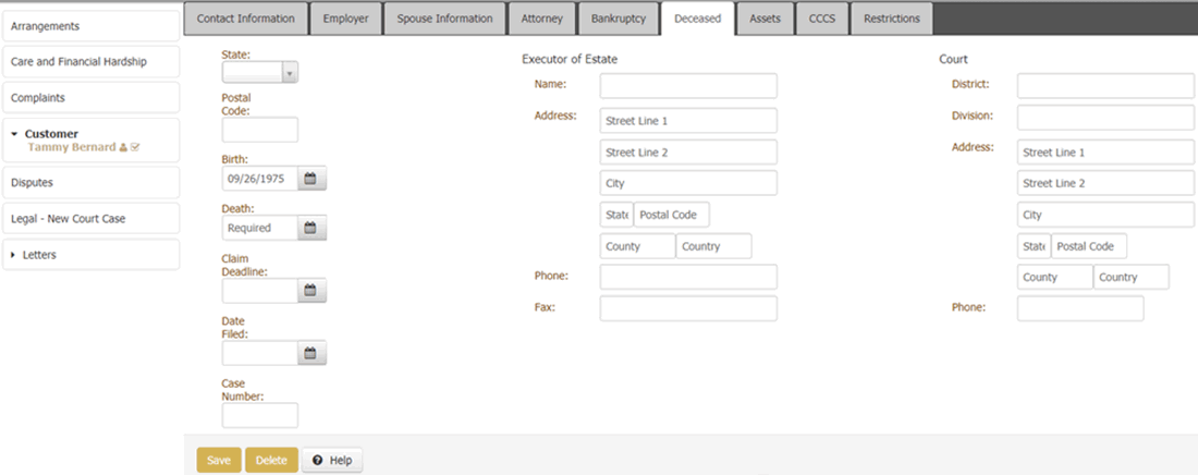 Deceased tab Deceased tab