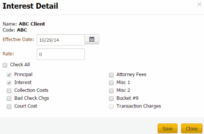 Interest Detail dialog box Interest Detail dialog box