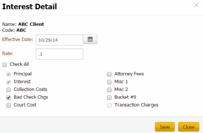 Interest Detail dialog box Interest Detail dialog box
