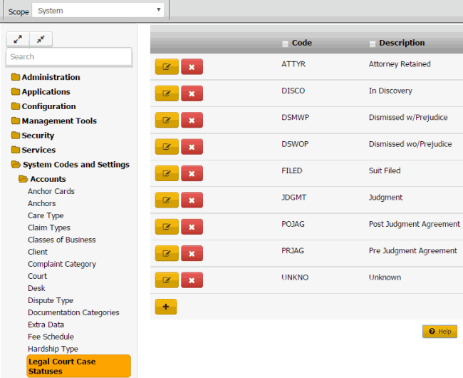 Legal Court Case Statuses panel Legal Court Case Statuses panel