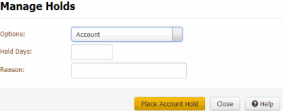 Manage Holds dialog box