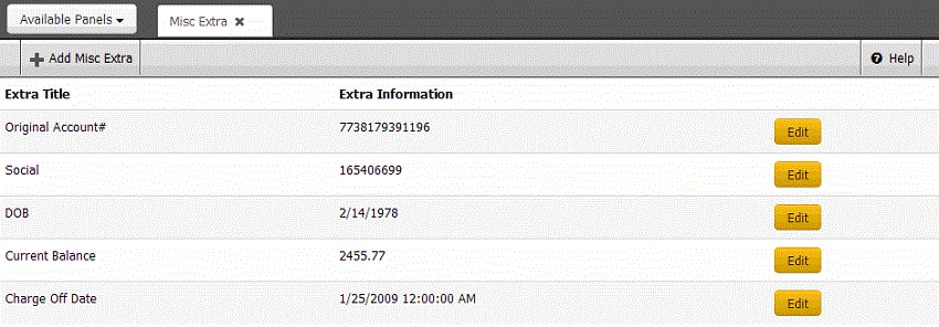 Miscellaneous Extra panel Miscellaneous Extra panel
