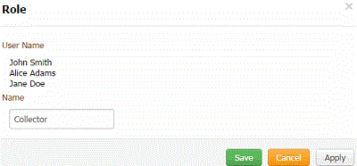 Role dialog box Role dialog box