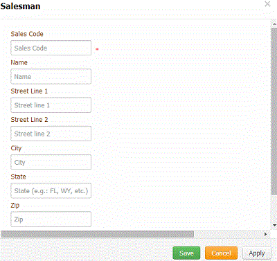 Salesman dialog box Salesman dialog box