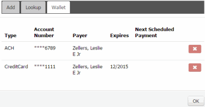 Wallet tab Wallet tab