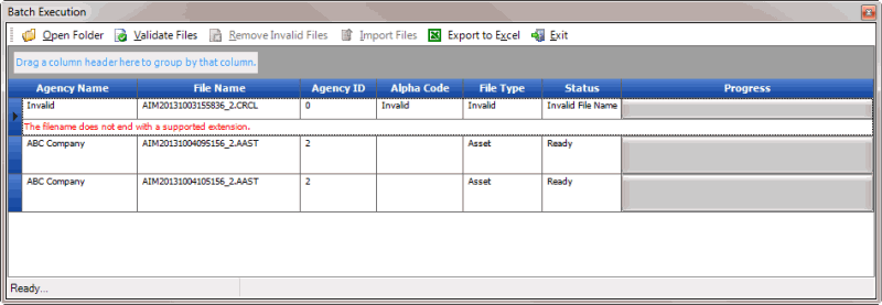 Batch Execution window - open folder Batch Execution window - open folder