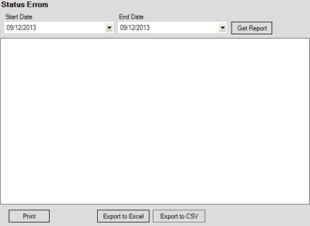 Status Errors pane Status Errors pane