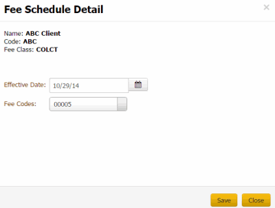 Fee Schedule Detail dialog box