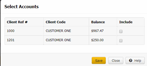 Select Accounts dialog box Select Accounts dialog box