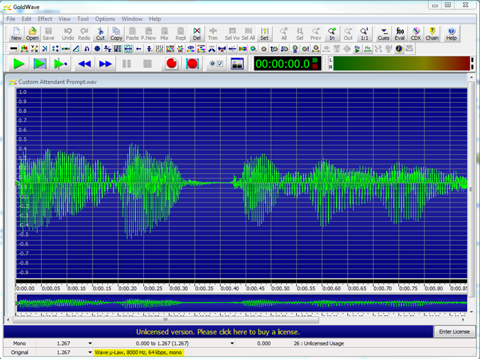 GoldWave window GoldWave window