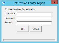 Interaction Center Logon dialog box