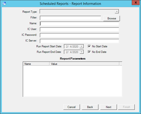 Scheduled Reports - Report Information page