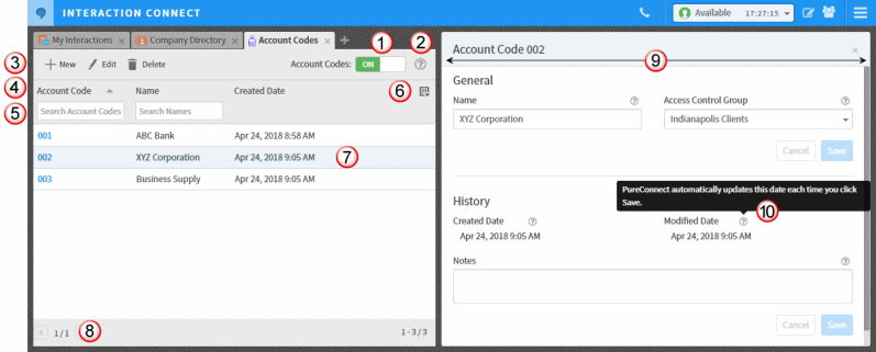 PureConnect Release Notes - Interaction Connect Account Code Configuration