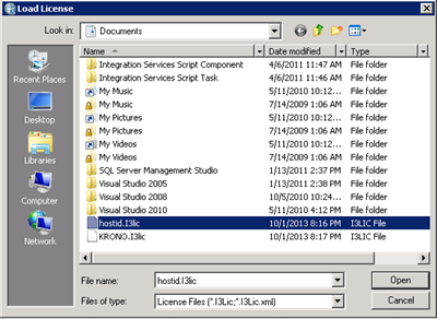 Load License dialog box Load License dialog box
